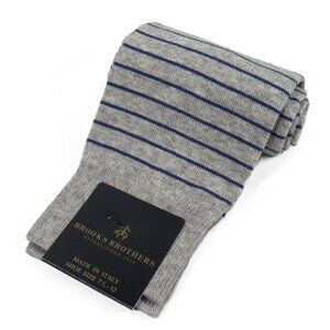 Brooks Brothers Men's Striped Dress Socks Gray Heather Made in Italy One Size